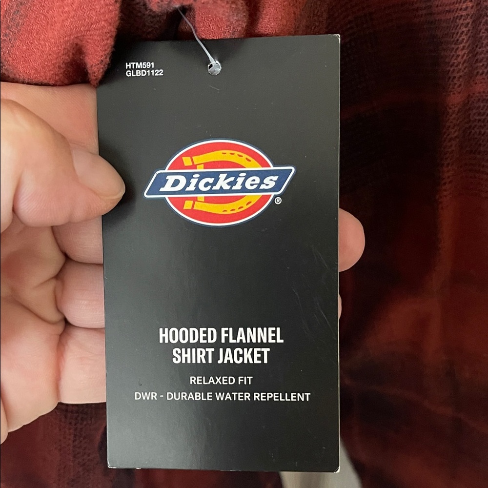 Dickies Hooded Flannel Shirt Jacket Size Large In Rust And Black - Picture 4 of 12